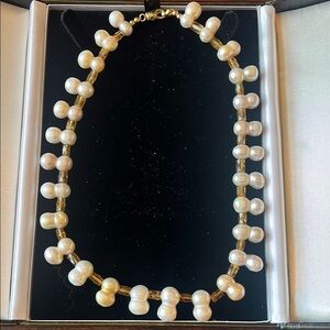Elegant Peanut Pearl and 14k Gold Necklace